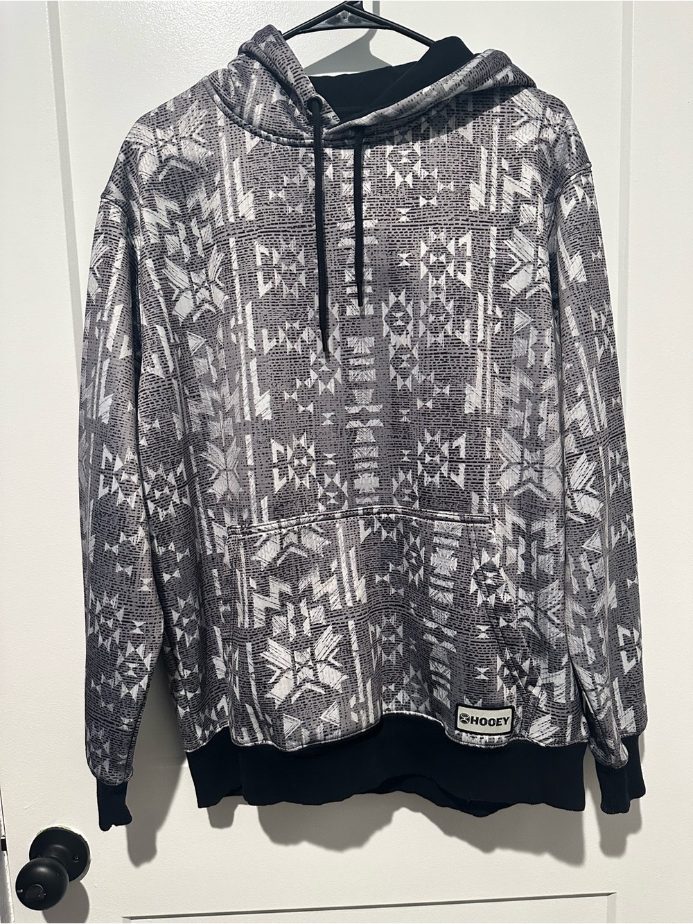 Hooey Men's Gray Aztec Pattern Pullover Hoodie